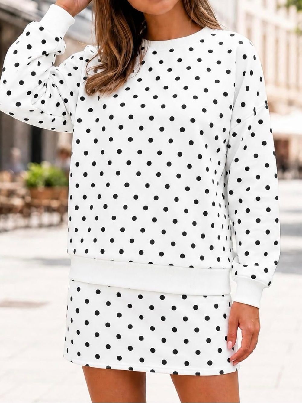 NWT Wenrine 2-Piece Polka Dot Set | Sweatshirt & Skort | XL
